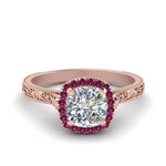 Load image into Gallery viewer, hand-engraved-cushion-cut-halo-diamond-engagement-ring-with-pink-sapphire-in-rose-gold-FD8588CURGSADRPI-NL-RG?v=1757588306
