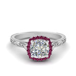 Load image into Gallery viewer, hand-engraved-cushion-cut-halo-diamond-engagement-ring-with-pink-sapphire-in-white-gold-FD8588CURGSADRPI-NL-WG?v=1757588309
