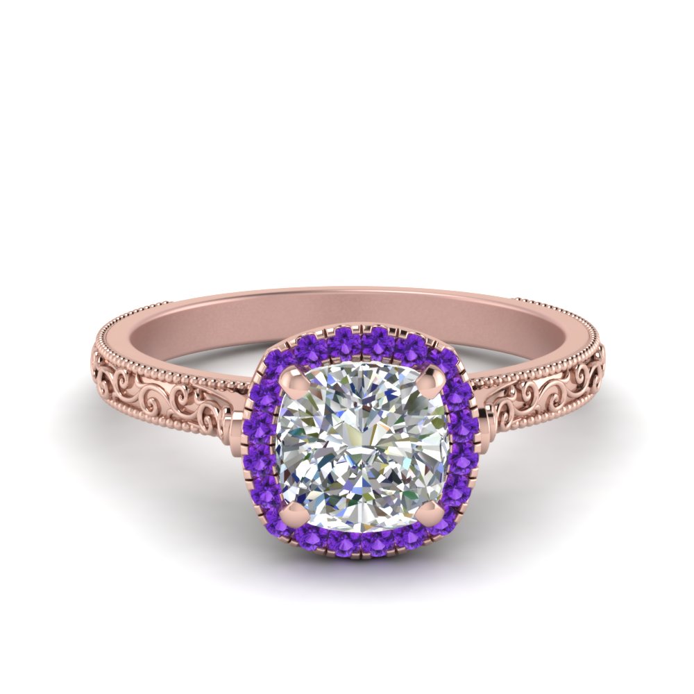 hand-engraved-cushion-cut-halo-diamond-engagement-ring-with-purple-topaz-in-rose-gold-FD8588CURGVITO-NL-RG?v=1757588307