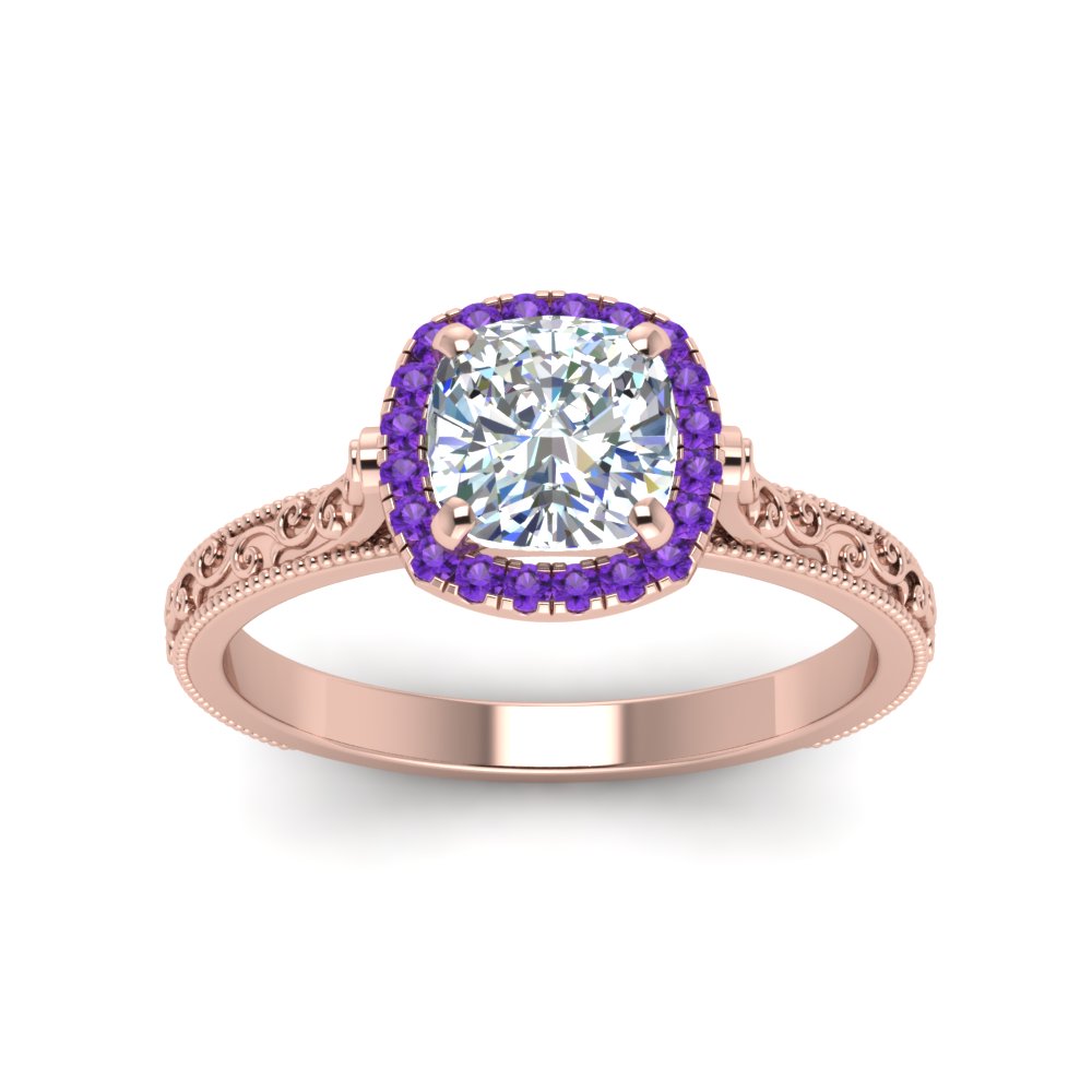 hand-engraved-cushion-cut-halo-diamond-engagement-ring-with-purple-topaz-in-rose-gold-FD8588CURGVITOANGLE5-NL-RG?v=1757588307