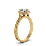 Load image into Gallery viewer, hand-engraved-cushion-cut-halo-diamond-engagement-ring-with-purple-topaz-in-yellow-gold-FD8588CURGVITOANGLE2-NL-YG?v=1757588306
