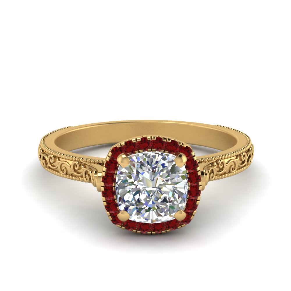 hand-engraved-cushion-cut-halo-diamond-engagement-ring-with-ruby-in-yellow-gold-FD8588CURGRUDR-NL-YG?v=1757588306