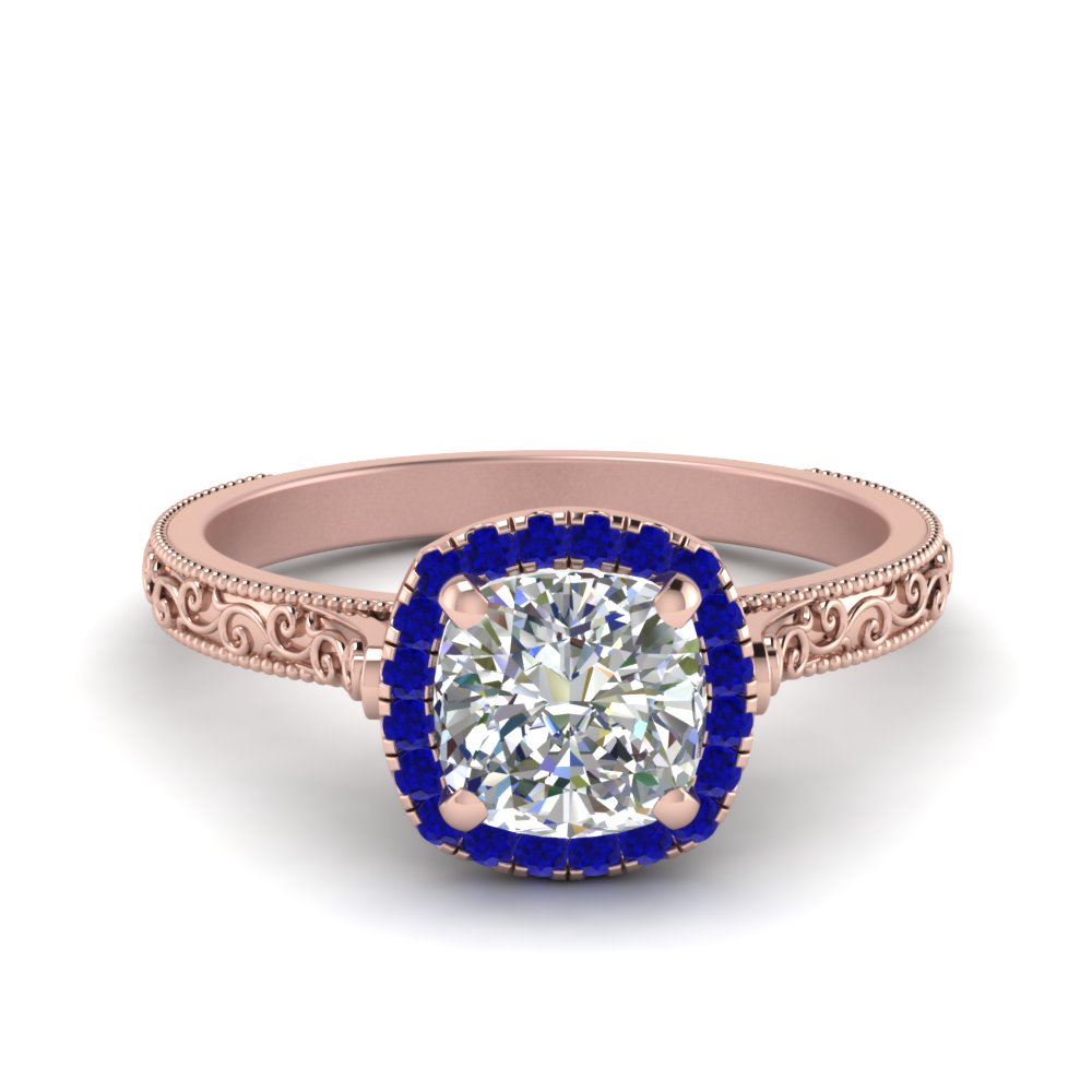 hand-engraved-cushion-cut-halo-diamond-engagement-ring-with-sapphire-in-rose-gold-FD8588CURGSABL-NL-RG?v=1757588306