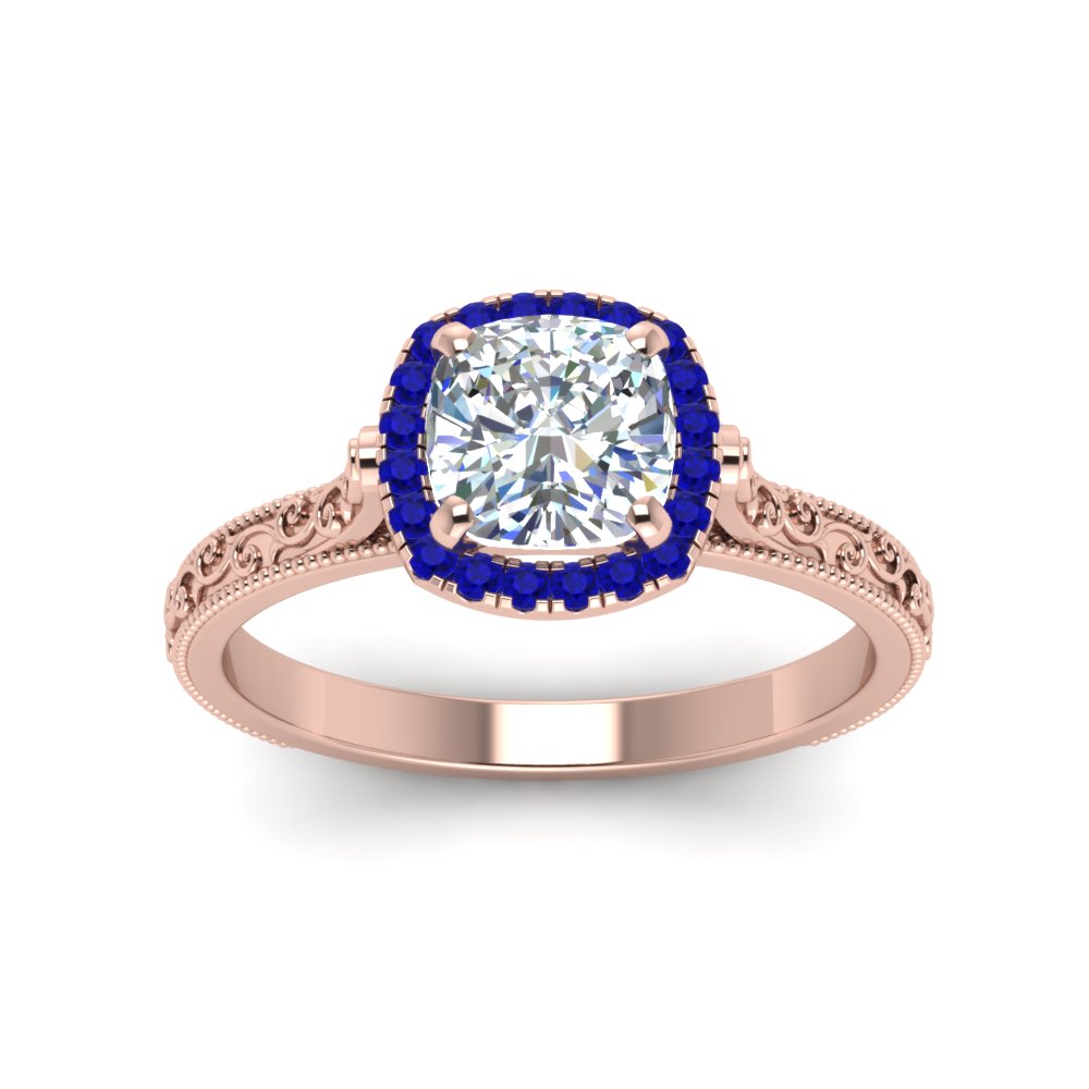 hand-engraved-cushion-cut-halo-diamond-engagement-ring-with-sapphire-in-rose-gold-FD8588CURGSABLANGLE5-NL-RG?v=1757588307