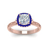 Load image into Gallery viewer, hand-engraved-cushion-cut-halo-diamond-engagement-ring-with-sapphire-in-rose-gold-FD8588CURGSABLANGLE5-NL-RG_421aeb30-a1e9-40fd-adb3-42b3dc0f9b17?v=1757588484