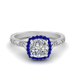 Load image into Gallery viewer, hand-engraved-cushion-cut-halo-diamond-engagement-ring-with-sapphire-in-white-gold-FD8588CURGSABL-NL-WG?v=1757588307
