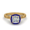 Load image into Gallery viewer, hand-engraved-cushion-cut-halo-diamond-engagement-ring-with-sapphire-in-yellow-gold-FD8588CURGSABL-NL-YG_34be8de1-fc63-47bf-9a59-5f19071cf48a?v=1757588484