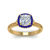 Load image into Gallery viewer, hand-engraved-cushion-cut-halo-diamond-engagement-ring-with-sapphire-in-yellow-gold-FD8588CURGSABLANGLE5-NL-YG_9690357f-a3e6-4423-85ac-e3e02814752a?v=1757588484