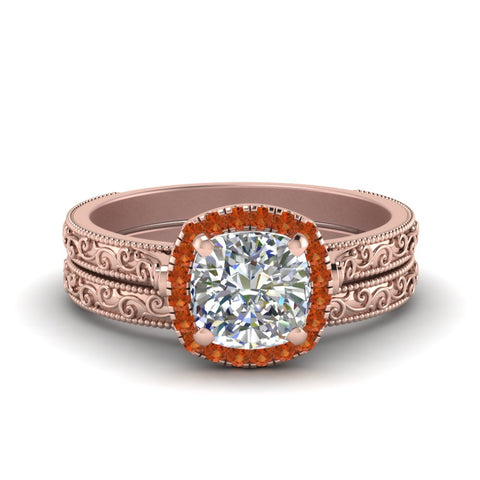 hand-engraved-cushion-cut-halo-diamond-wedding-ring-set-with-orange-sapphire-in-rose-gold-FD8588CUGSAOR-NL-RG_da1f1f2d-248f-452a-9d86-17a510fd0906?v=1757665317