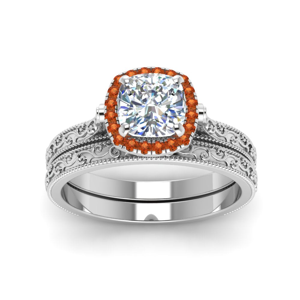 hand-engraved-cushion-cut-halo-diamond-wedding-ring-set-with-orange-sapphire-in-white-gold-FD8588CUGSAORANGLE5-NL-WG_e71bc924-7a97-4f41-99b3-844dc10583bf?v=1757665318