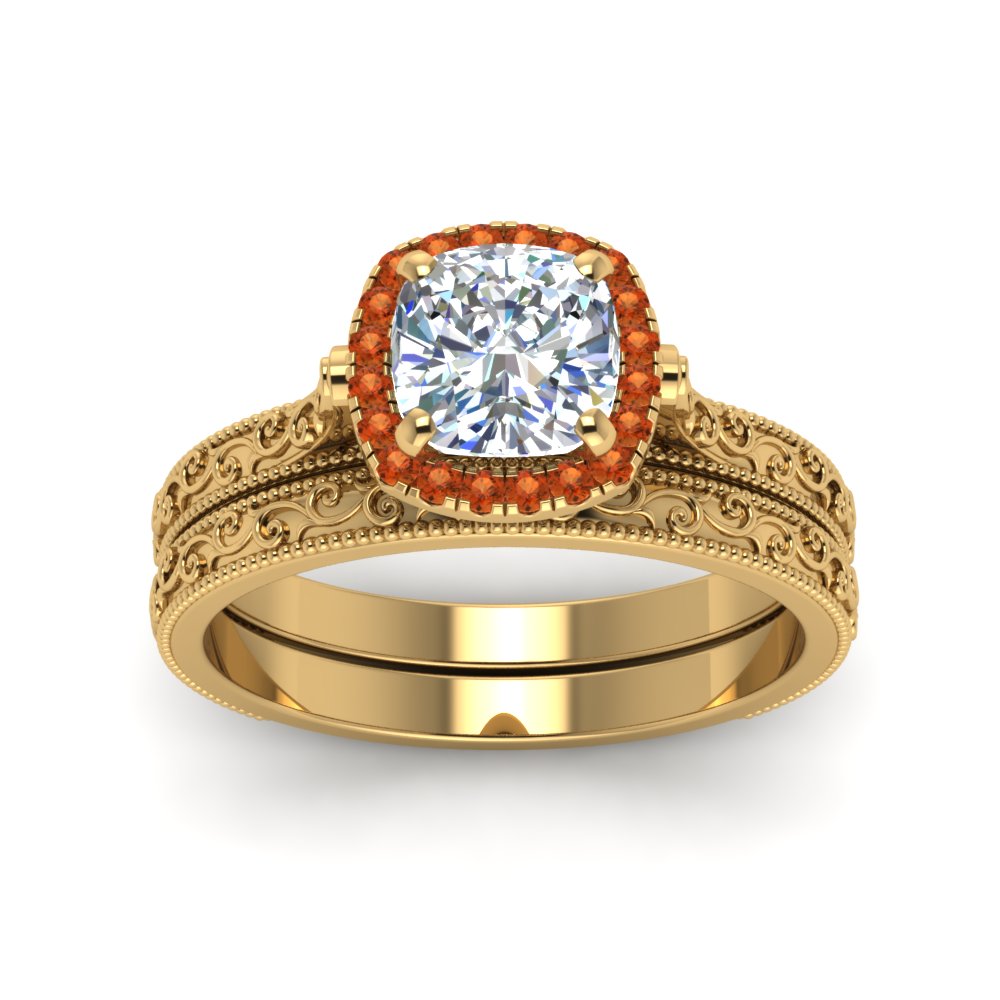 hand-engraved-cushion-cut-halo-diamond-wedding-ring-set-with-orange-sapphire-in-yellow-gold-FD8588CUGSAORANGLE5-NL-YG_1a09b08e-858a-49c4-a75c-635aa0337fe8?v=1757665317