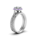 Load image into Gallery viewer, hand-engraved-cushion-cut-halo-diamond-wedding-ring-set-with-purple-topaz-in-white-gold-FD8588CUGVITOANGLE2-NL-WG_7143b0ba-c0b2-41e7-9ef6-3d2f85618e05?v=1757665318
