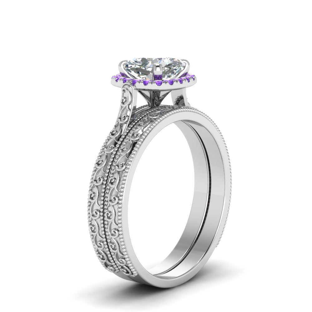 hand-engraved-cushion-cut-halo-diamond-wedding-ring-set-with-purple-topaz-in-white-gold-FD8588CUGVITOANGLE2-NL-WG_7143b0ba-c0b2-41e7-9ef6-3d2f85618e05?v=1757665318