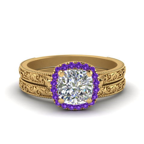 hand-engraved-cushion-cut-halo-diamond-wedding-ring-set-with-purple-topaz-in-yellow-gold-FD8588CUGVITO-NL-YG?v=1757665151