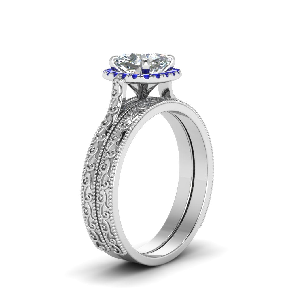 hand-engraved-cushion-cut-halo-diamond-wedding-ring-set-with-sapphire-in-white-gold-FD8588CUGSABLANGLE2-NL-WG_1f13608a-0f95-40ff-9a06-a5ff68bb2387?v=1757665317