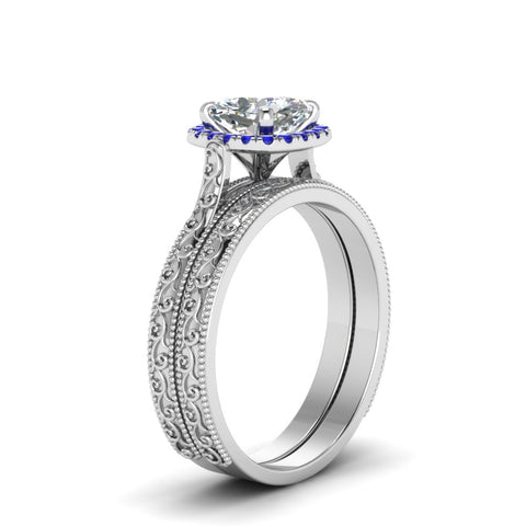 hand-engraved-cushion-cut-halo-diamond-wedding-ring-set-with-sapphire-in-white-gold-FD8588CUGSABLANGLE2-NL-WG?v=1757665151