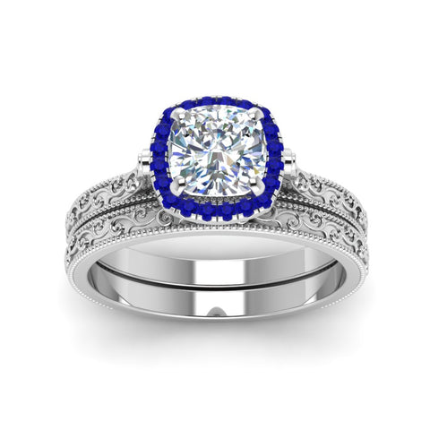 hand-engraved-cushion-cut-halo-diamond-wedding-ring-set-with-sapphire-in-white-gold-FD8588CUGSABLANGLE5-NL-WG?v=1757665151