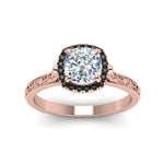 Load image into Gallery viewer, hand-engraved-cushion-cut-halo-engagement-ring-with-black-diamond-in-rose-gold-FD8588CURGBLACKANGLE5-NL-RG?v=1757588307
