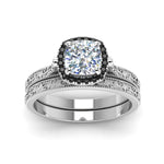 Load image into Gallery viewer, hand-engraved-cushion-cut-halo-wedding-ring-set-with-black-diamond-in-white-gold-FD8588CUGBLACKANGLE5-NL-WG_83809018-959a-4828-a461-b51ee484cfd4?v=1757665318
