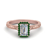 Load image into Gallery viewer, hand-engraved-emerald-cut-halo-diamond-engagement-ring-with-emerald-in-rose-gold-FD8588EMRGEMGR-NL-RG_43b311dc-9688-4e6f-a79d-cde0c863868b?v=1757588496
