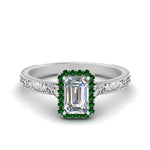 Load image into Gallery viewer, hand-engraved-emerald-cut-halo-diamond-engagement-ring-with-emerald-in-white-gold-FD8588EMRGEMGR-NL-WG_54d7059c-8b5c-4c4d-b4aa-859429a8b25c?v=1757588497

