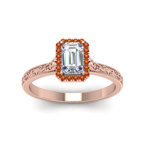 hand-engraved-emerald-cut-halo-diamond-engagement-ring-with-orange-sapphire-in-rose-gold-FD8588EMRGSAORANGLE5-NL-RG?v=1757588330