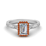 Load image into Gallery viewer, hand-engraved-emerald-cut-halo-diamond-engagement-ring-with-orange-sapphire-in-white-gold-FD8588EMRGSAOR-NL-WG_3d271bc6-1fd1-4eb1-8085-7b873ecefce0?v=1757588497
