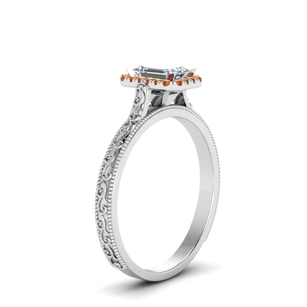 hand-engraved-emerald-cut-halo-diamond-engagement-ring-with-orange-sapphire-in-white-gold-FD8588EMRGSAORANGLE2-NL-WG_d4deb0d7-3b62-413f-8dbd-c2b8eb733731?v=1757588497
