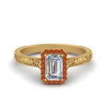 Load image into Gallery viewer, hand-engraved-emerald-cut-halo-diamond-engagement-ring-with-orange-sapphire-in-yellow-gold-FD8588EMRGSAOR-NL-YG_857465b5-8ba5-4595-8a37-8d6416d35a43?v=1757588497
