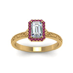 Load image into Gallery viewer, hand-engraved-emerald-cut-halo-diamond-engagement-ring-with-pink-sapphire-in-yellow-gold-FD8588EMRGSADRPIANGLE5-NL-YG_35f35338-3ac7-46c7-8975-2c4565842672?v=1757588497
