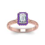Load image into Gallery viewer, hand-engraved-emerald-cut-halo-diamond-engagement-ring-with-purple-topaz-in-rose-gold-FD8588EMRGVITOANGLE5-NL-RG_8bc427ac-9b3e-431e-8d06-51e515bbbc93?v=1757588498
