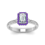 Load image into Gallery viewer, hand-engraved-emerald-cut-halo-diamond-engagement-ring-with-purple-topaz-in-white-gold-FD8588EMRGVITOANGLE5-NL-WG_44989c93-e6c1-4081-80f7-ad31f7768fd1?v=1757588497
