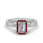 Load image into Gallery viewer, hand-engraved-emerald-cut-halo-diamond-engagement-ring-with-ruby-in-white-gold-FD8588EMRGRUDR-NL-WG_6dbfc7bc-092a-4775-bd28-0d11194d9089?v=1757588497

