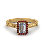 Load image into Gallery viewer, hand-engraved-emerald-cut-halo-diamond-engagement-ring-with-ruby-in-yellow-gold-FD8588EMRGRUDR-NL-YG_dfac4803-fd4d-4b42-8de1-b0f347c058b7?v=1757588497
