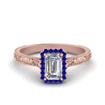 Load image into Gallery viewer, hand-engraved-emerald-cut-halo-diamond-engagement-ring-with-sapphire-in-rose-gold-FD8588EMRGSABL-NL-RG_36d892b4-486c-4c7c-8a64-f65fff82da4c?v=1757588497
