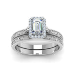 Load image into Gallery viewer, hand-engraved-emerald-cut-halo-diamond-wedding-ring-set-in-white-gold-FD8588EMANGLE5-NL-WG?v=1757665169