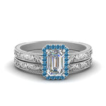 Load image into Gallery viewer, hand-engraved-emerald-cut-halo-diamond-wedding-ring-set-with-blue-topaz-in-white-gold-FD8588EMGICBLTO-NL-WG_5b3d1f2b-a9bf-4b96-a894-b871016d4c00?v=1757665328
