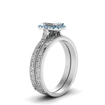 Load image into Gallery viewer, hand-engraved-emerald-cut-halo-diamond-wedding-ring-set-with-blue-topaz-in-white-gold-FD8588EMGICBLTOANGLE2-NL-WG?v=1757665169