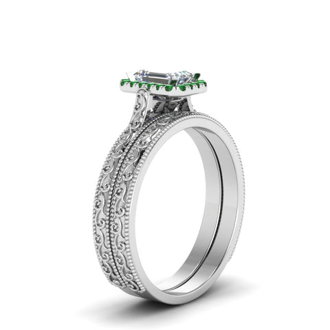 hand-engraved-emerald-cut-halo-diamond-wedding-ring-set-with-emerald-in-white-gold-FD8588EMGEMGRANGLE2-NL-WG?v=1757665169