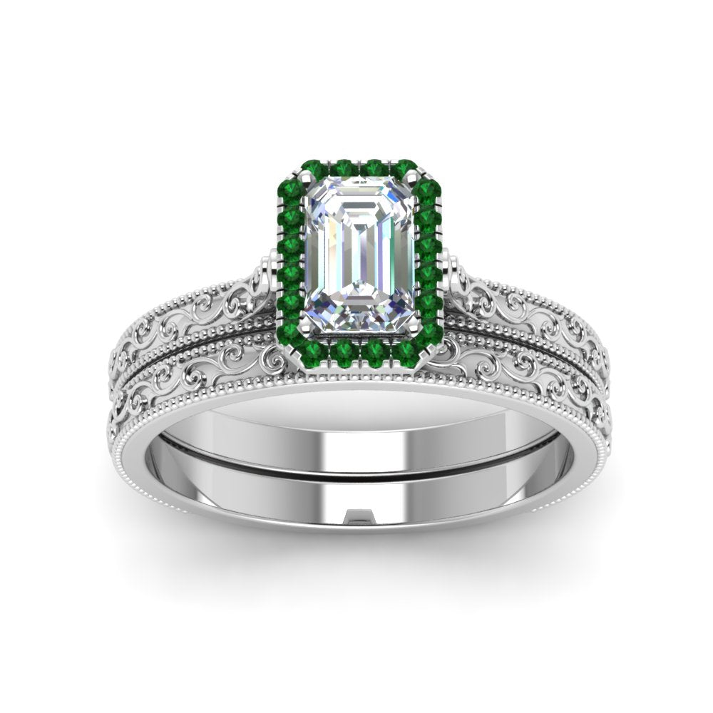 hand-engraved-emerald-cut-halo-diamond-wedding-ring-set-with-emerald-in-white-gold-FD8588EMGEMGRANGLE5-NL-WG?v=1757665169