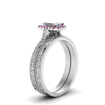 Load image into Gallery viewer, hand-engraved-emerald-cut-halo-diamond-wedding-ring-set-with-pink-sapphire-in-white-gold-FD8588EMGSADRPIANGLE2-NL-WG_43c117f0-724b-4153-b5ee-bb79142a4fd7?v=1757665328
