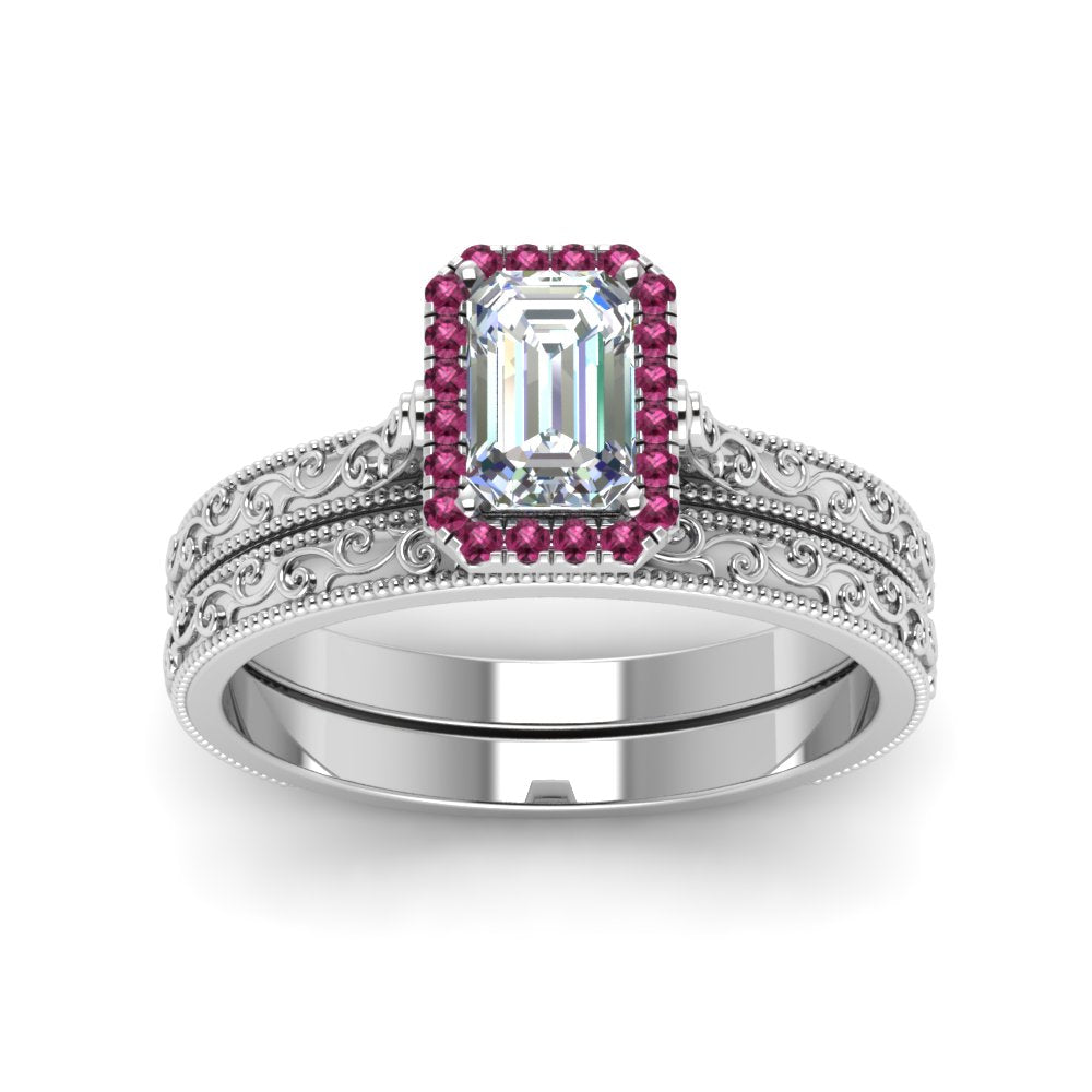 hand-engraved-emerald-cut-halo-diamond-wedding-ring-set-with-pink-sapphire-in-white-gold-FD8588EMGSADRPIANGLE5-NL-WG?v=1757665169