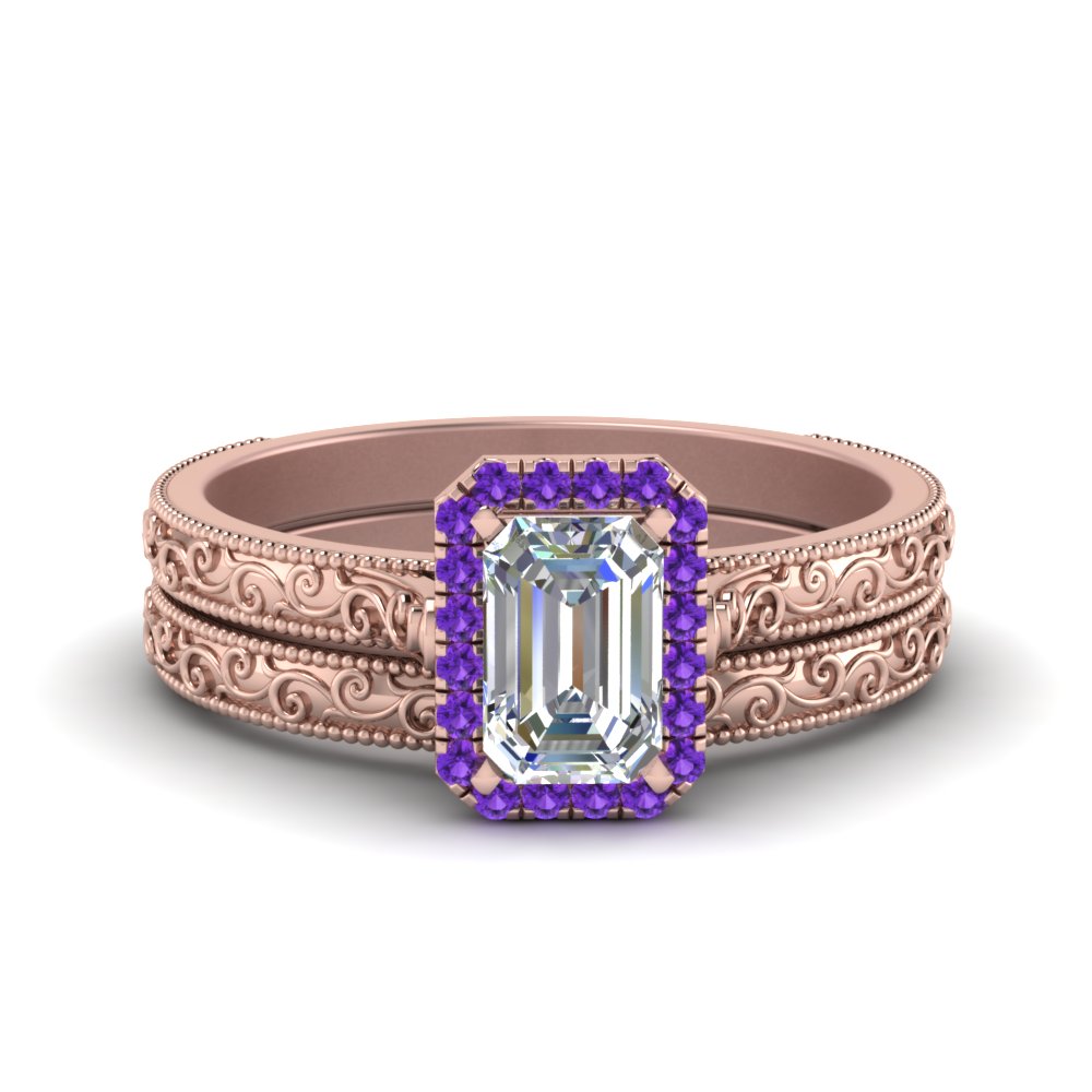 hand-engraved-emerald-cut-halo-diamond-wedding-ring-set-with-purple-topaz-in-rose-gold-FD8588EMGVITO-NL-RG?v=1757665169