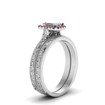 Load image into Gallery viewer, hand-engraved-emerald-cut-halo-diamond-wedding-ring-set-with-ruby-in-white-gold-FD8588EMGRUDRANGLE2-NL-WG_6d817481-8b63-425d-ab76-0851f0dcbfea?v=1757665328
