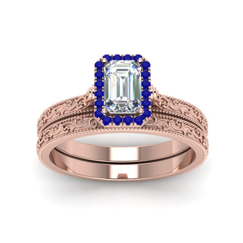 hand-engraved-emerald-cut-halo-diamond-wedding-ring-set-with-sapphire-in-rose-gold-FD8588EMGSABLANGLE5-NL-RG?v=1757665169