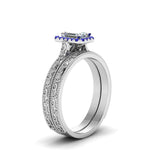 Load image into Gallery viewer, hand-engraved-emerald-cut-halo-diamond-wedding-ring-set-with-sapphire-in-white-gold-FD8588EMGSABLANGLE2-NL-WG?v=1757665169