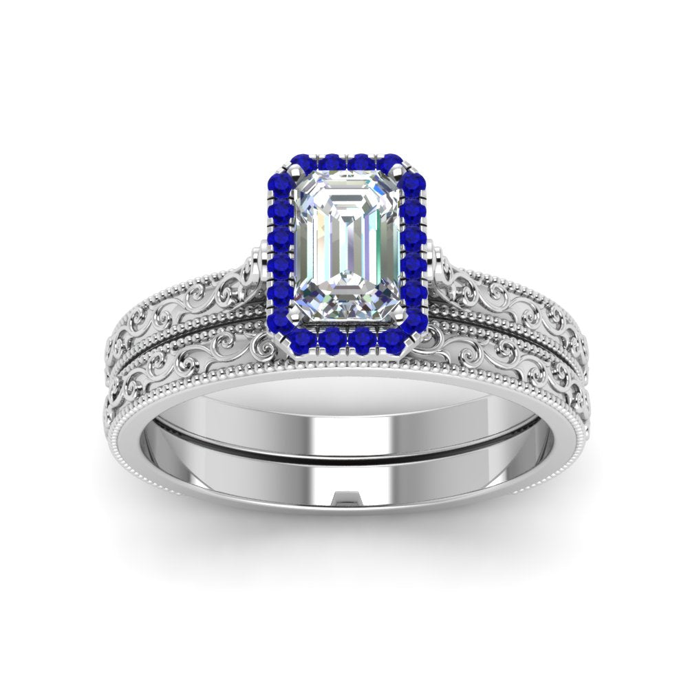 hand-engraved-emerald-cut-halo-diamond-wedding-ring-set-with-sapphire-in-white-gold-FD8588EMGSABLANGLE5-NL-WG?v=1757665169
