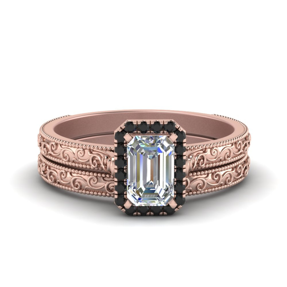 hand-engraved-emerald-cut-halo-wedding-ring-set-with-black-diamond-in-rose-gold-FD8588EMGBLACK-NL-RG?v=1757665169
