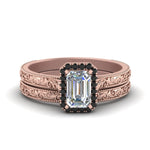 Load image into Gallery viewer, hand-engraved-emerald-cut-halo-wedding-ring-set-with-black-diamond-in-rose-gold-FD8588EMGBLACK-NL-RG_6e889883-c1d9-4919-91d1-a9e25042ab28?v=1757665328
