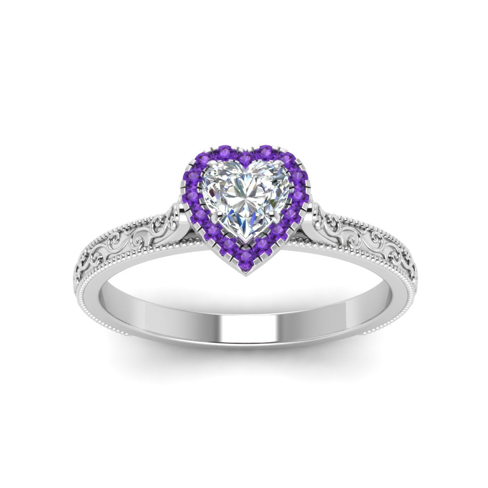 hand-engraved-heart-shaped-halo-diamond-engagement-ring-with-purple-topaz-in-white-gold-FD8588HTRGVITOANGLE5-NL-WG?v=1757588349